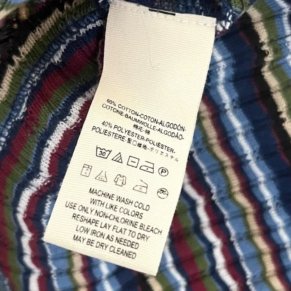 Free People Donna Striped Tee Grunge Top Navy Large